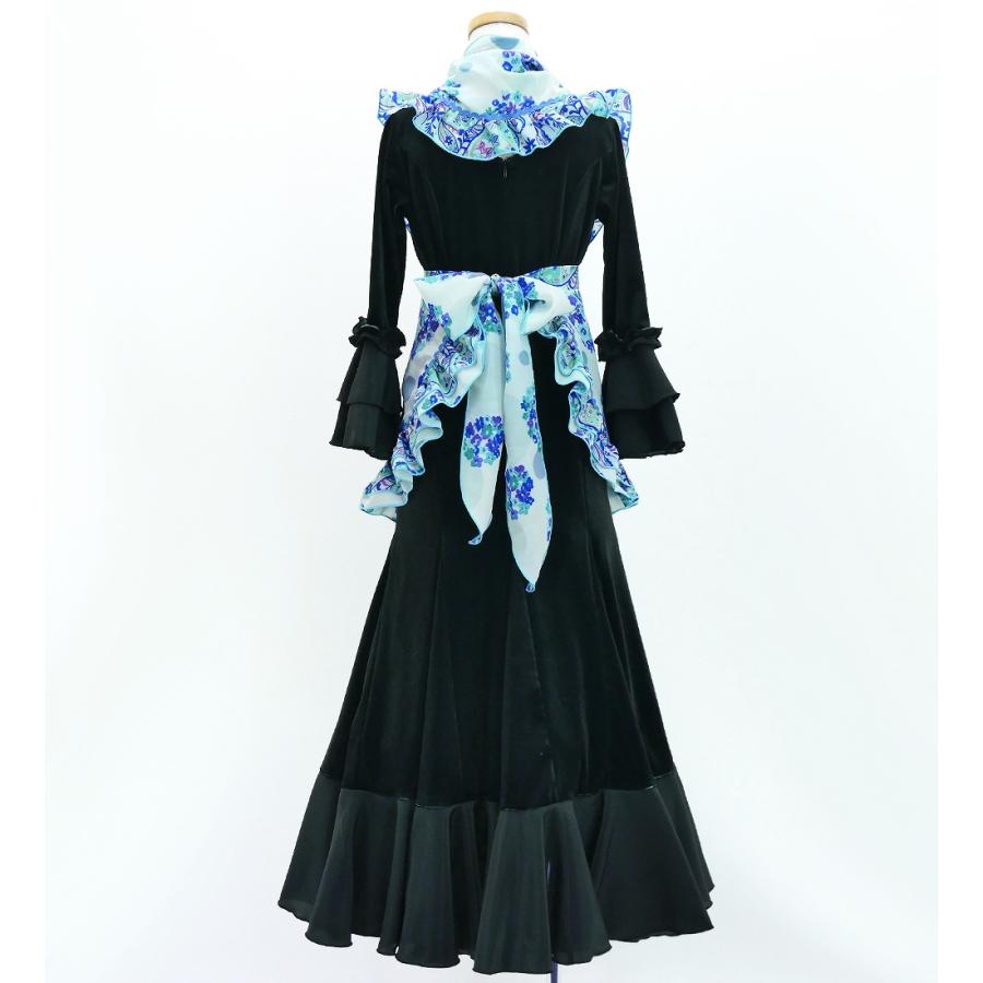 キッズ フラメンコ ピキージョ・エプロンセット 花柄×水玉 ブルー×ホワイト S-Lサイズ PAp-9 |  | 02