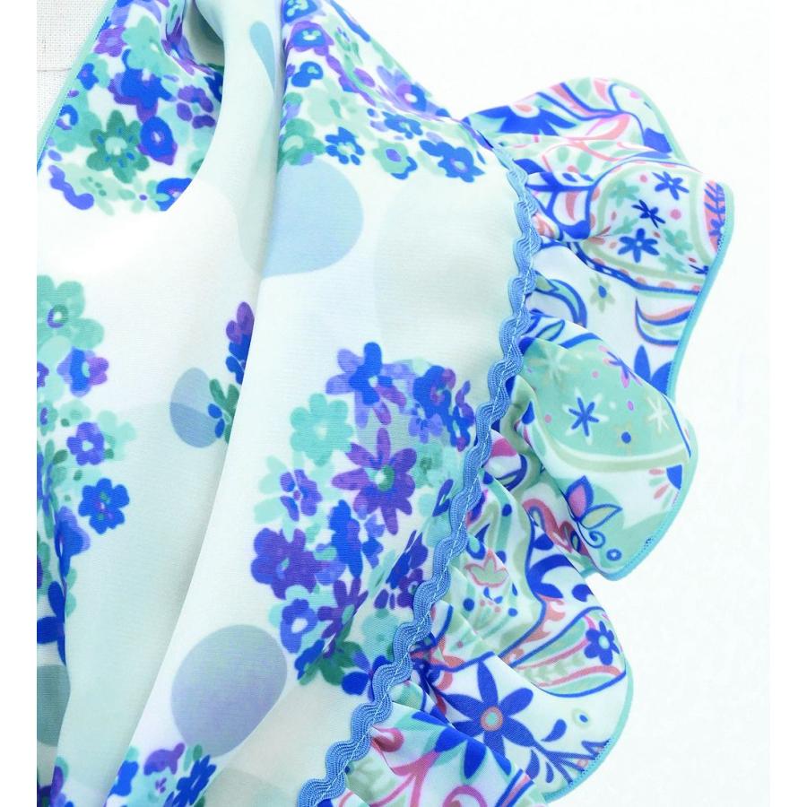 キッズ フラメンコ ピキージョ・エプロンセット 花柄×水玉 ブルー×ホワイト S-Lサイズ PAp-9 |  | 05