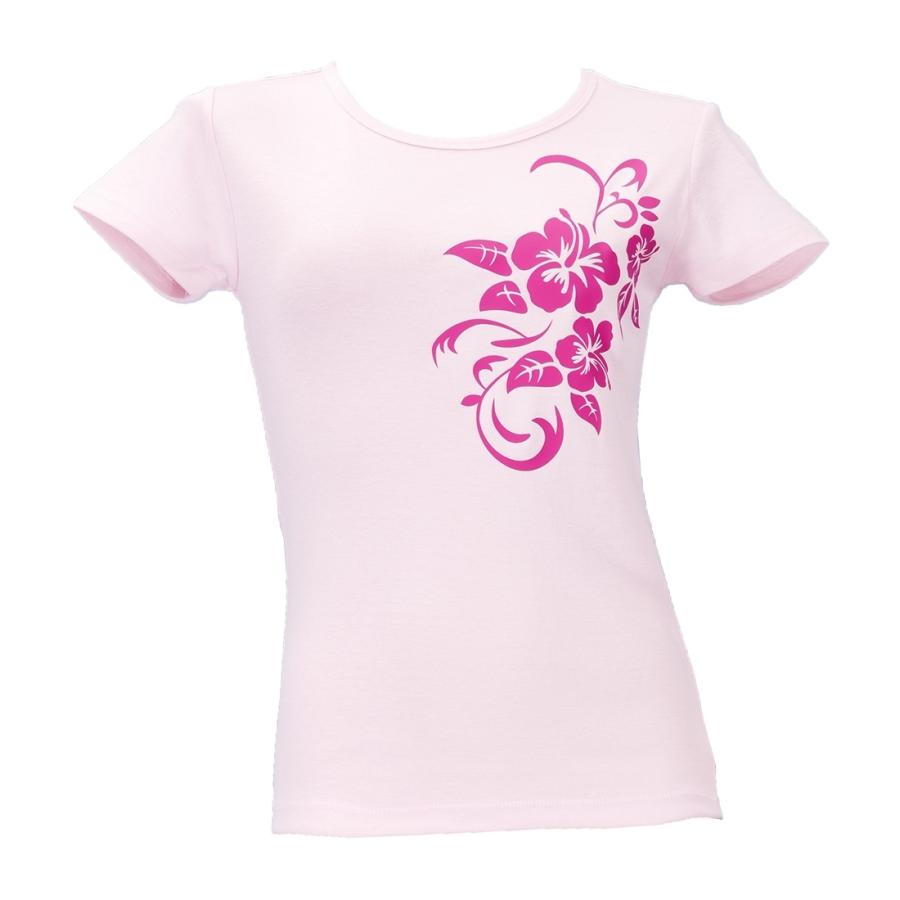 ヒスガール　Tシャツ ストレッチ Tシャツ L チェリーピンク ハイビスカス ピンク TC10cppiL