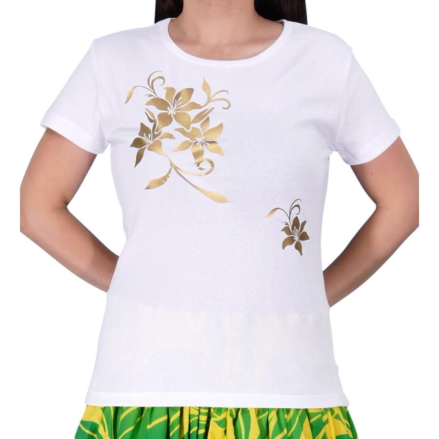 ストレッチ Tシャツ XL ゴールド リリィ ホワイト TC7gwXL | 