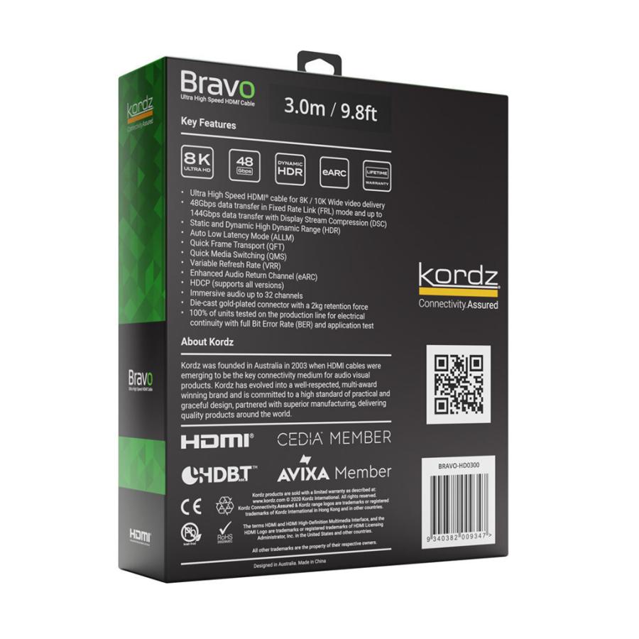 Kordz BRAVO-HD0300 3.0m　８K対応　2.1規格全機能対応　48Gbps　最大10K解像度　Apple TV対応_3
