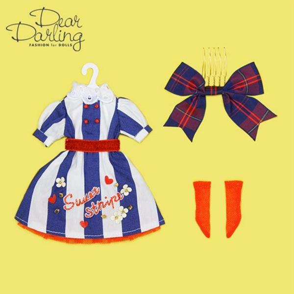 Dear Darling sandy ストライプワンピースセット ネイビー (ネオブライスサイズ)メール便可 ブライス アウトフィット_1