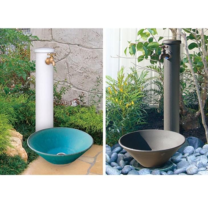 水栓柱 立水栓 おしゃれ お庭 イメージ オンリーワン ガーデンパン 外 水受け 水道 陶器の水鉢 海外 おしゃれ
