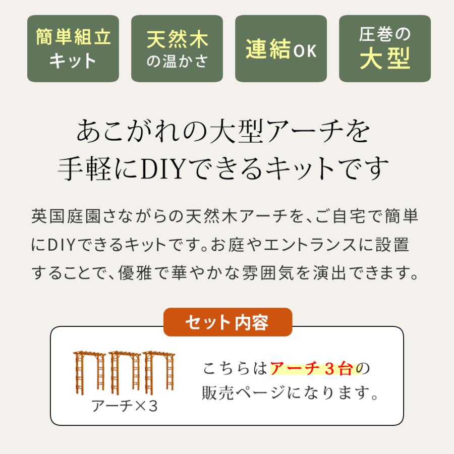 天然木製アーチ 190 3台 「Flex Pergola」（フレックス パーゴラ） FLPG-R1900-3P 住まいスタイル_2