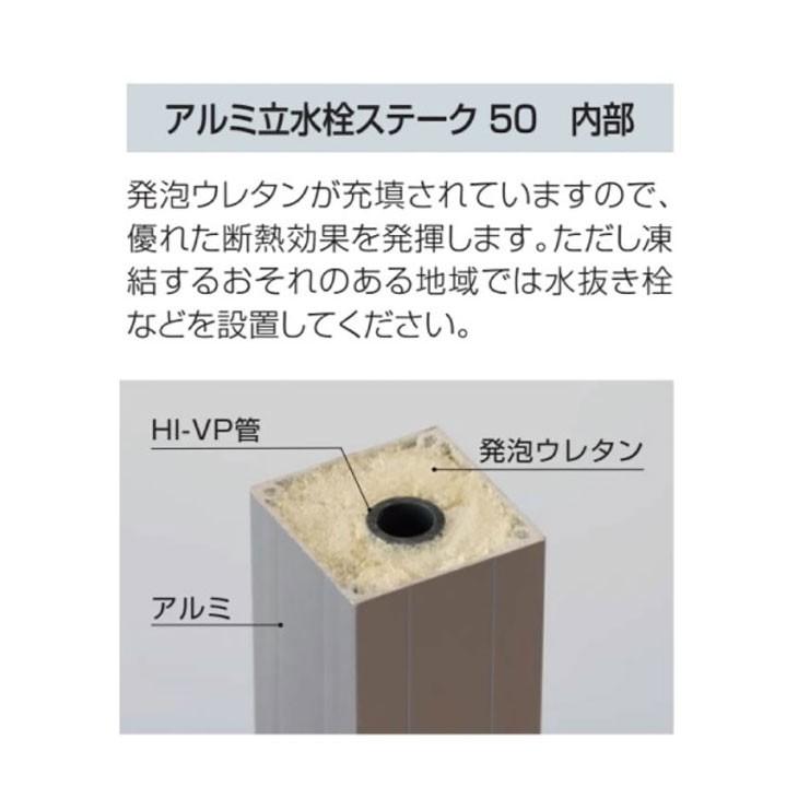 水栓柱 アルミ立水栓ステーク 50 蛇口セット2口 蛇口 補助 おしゃれ シンプル ナチュラル モダン 庭 洗い場 水回り 散水 洗車 ペット オンリーワンクラブ 【双口】