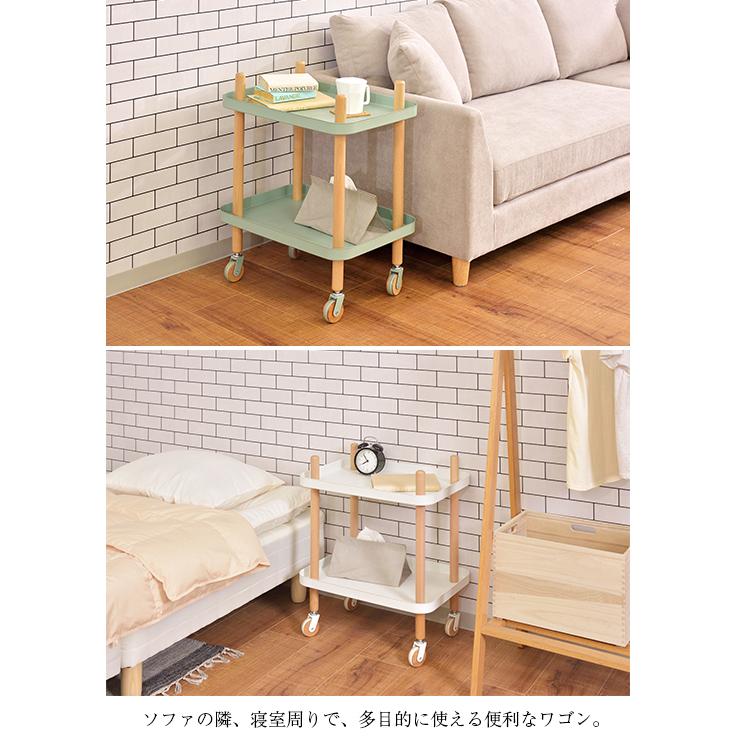 東谷 テーブル ワゴン 2D ラック PW-52GR PW-52WH 棚 2段 キャスター