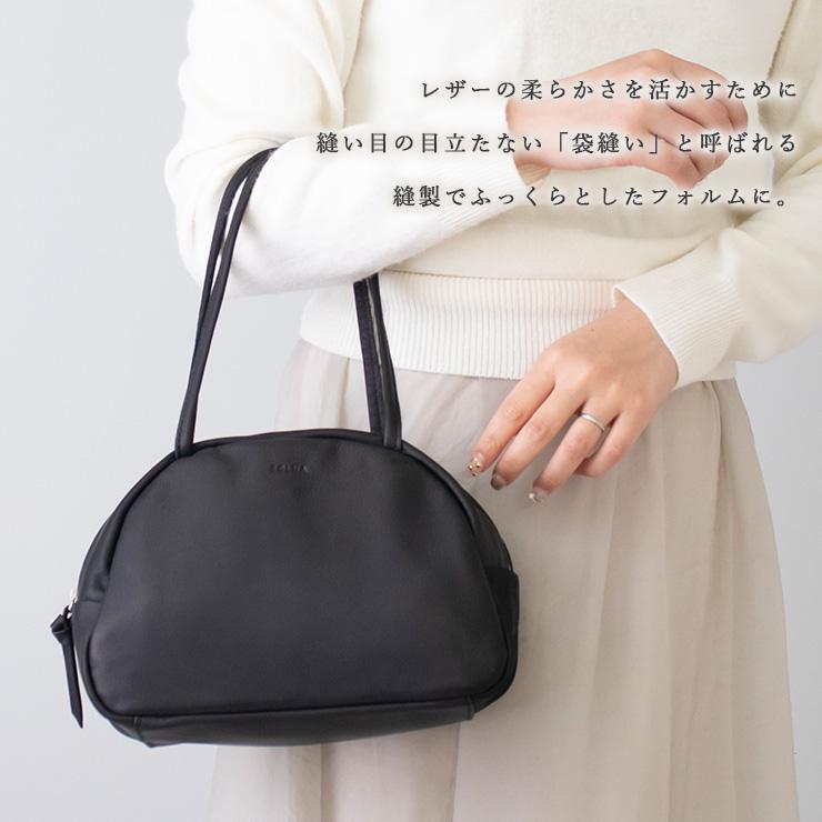 Folna ボストン バッグ 本革 ミニバッグ レディース トート 黒 小さめ