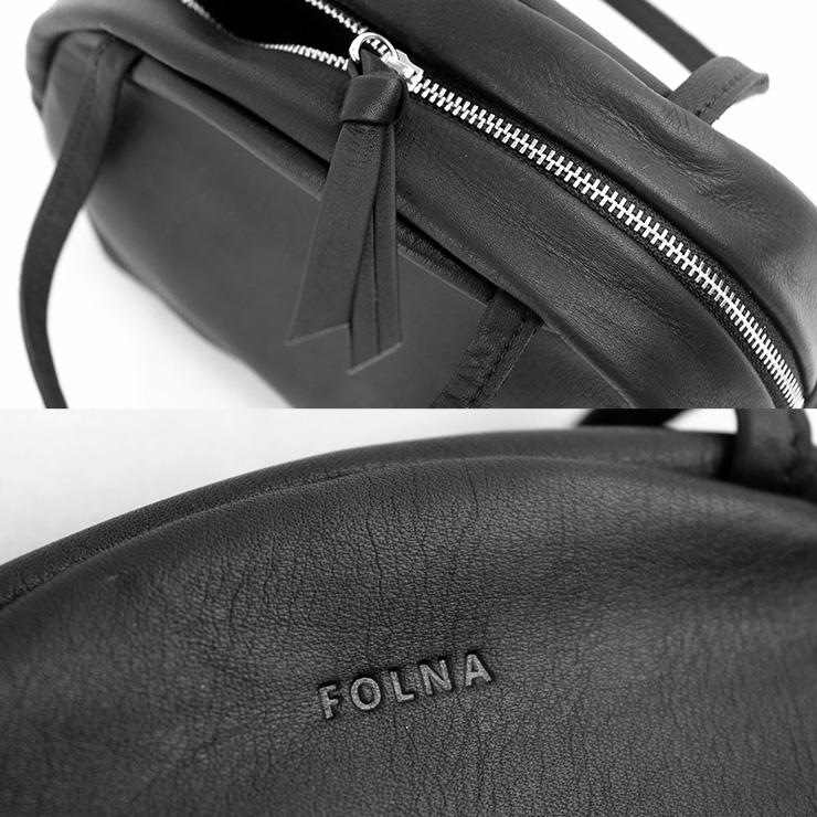Folna ボストン バッグ 本革 ファスナー付き レディース トート 黒