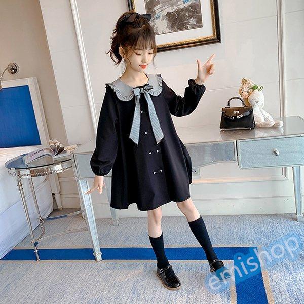 直販オンラインストア ワンピース キッズ 長袖ワンピース 子供服 女の子 秋 冬 ロングワンピース 蝶結び リボン 子供ドレス ジュニア フレア おしゃれ 可愛い カジュアル 新品 150 160 人気直販 Ssl Daikyogo Or Jp