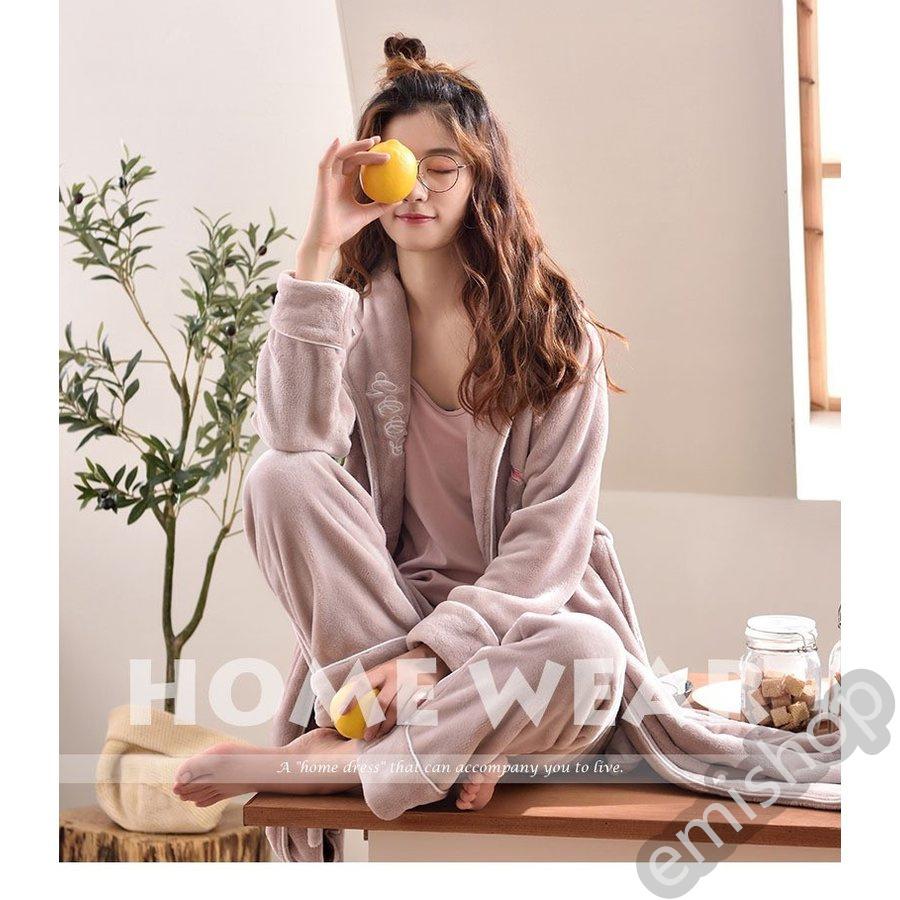 アイボリー レッド ネグリジェ ルームウエア モコモコ パジャマ レディース 冬 あったか 部屋着 3点セット パジャマ ピンク 可愛い かわいい 大きいサイズ ガウン 寝間着 女性 Hanagrocare Com