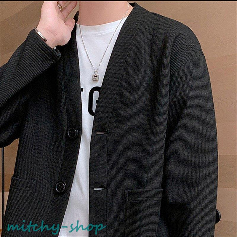 未使用品】 カーディガン メンズ 羽織り 無地 スウェットカーディガン