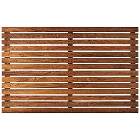 カタログギフトも！ 特別価格Bare Decor Zen Spa Shower or Door Mat in Solid Teak Wood and Oiled Finish, 好評販売中 バスマット