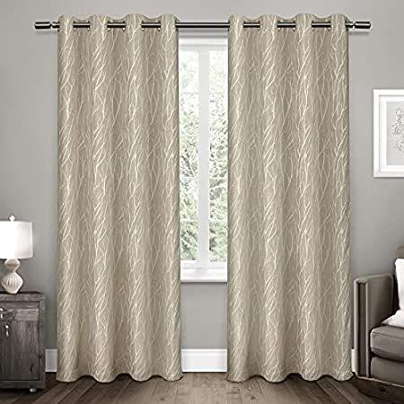 開店記念セール！ Panel Hill Forest Curtains Home 特別価格Exclusive Pair, Natural好評販売中 52x84, ドレープカーテン