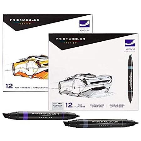 最低価格の 特別価格Prismacolor Premier Double-Ended Markers, Fine and Chisel Tip, 12 Cool Grey好評販売中 色鉛筆