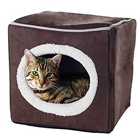 オンラインストア大特価祭 特別価格misc Brown Enclosed Cat Bed Cozy Pet Home For Cats Inclosed Tunnel Cat Cube好評販売中 日本売り Miracleleaffl Com