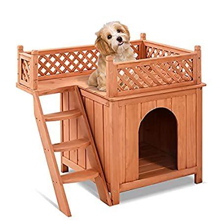 中古 Small 特別価格petsite Dog Balcony 好評販売中 Stairs With Shelter Puppy Wooden Indoor House 犬小屋 屋外サークル Sepafin Com