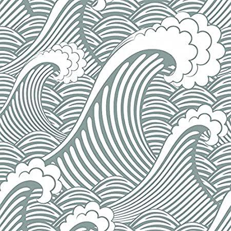 【日本限定モデル】  Cute 特別価格Grey Waves 125"H好評販売中 x 25"W Wallpaper Stick and Peel 壁紙