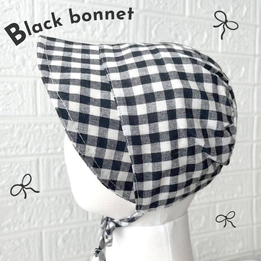 帽子 ベビー 子供 ボンネット チェック 男の子 女の子 ハット あご紐