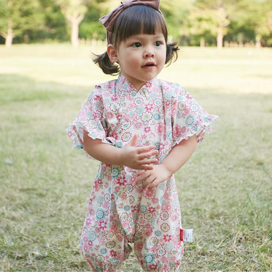 甚平 ベビー キッズ 男の子 女の子 ベビー甚平 ロンパース 甚平オール 