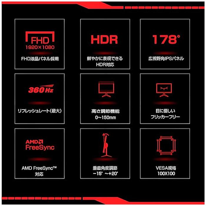 WIS ASTEX PCモニター 27インチゲーミングモニターFHD360Hz 27FS360H_2