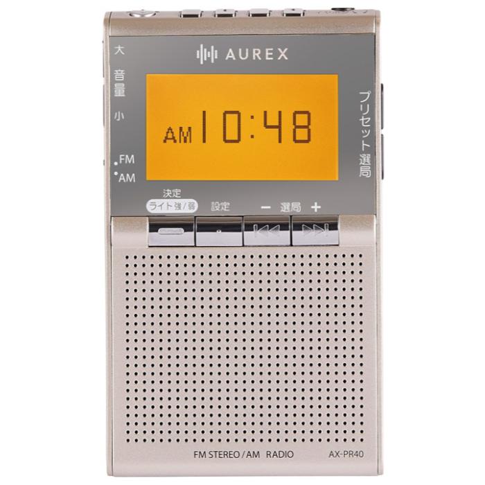AUREX ポケットラジオ AX-PR40 本体 新品/未使用/東芝 TOSHIBA（東芝） ポケットラジオ 漢字対応大型パネル搭載 AUREX LED