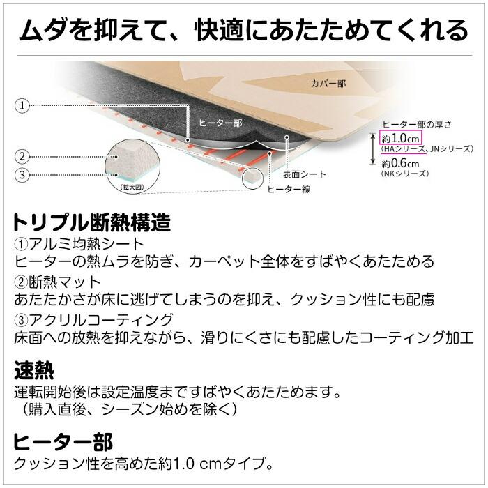パナソニック ホットカーペット 3畳相当 浮き彫り模様カバー セットタイプ DC-3HAB5-T ブラウン 長方形 電気カーペット【180サイズ】の画像