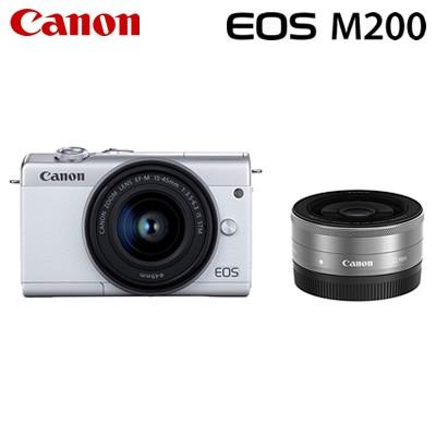 50%OFF キヤノン Canon【80サイズ】 3700C008 ホワイト EOSM200WH-WLK デジタルカメラ ダブルレンズキット M200 EOS ミラーレス一眼 ミラーレス一眼カメラ