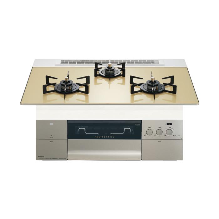 ノーリツ 都市ガス用 75cm天板ビルトインコンロ PROGRE FLAT シャンパンゴールド N3S23PWASFSTESC-13A ノーリツ（NORITZ） 都市ガス用 75cm天板ビルトインコンロ PROGRE FLAT