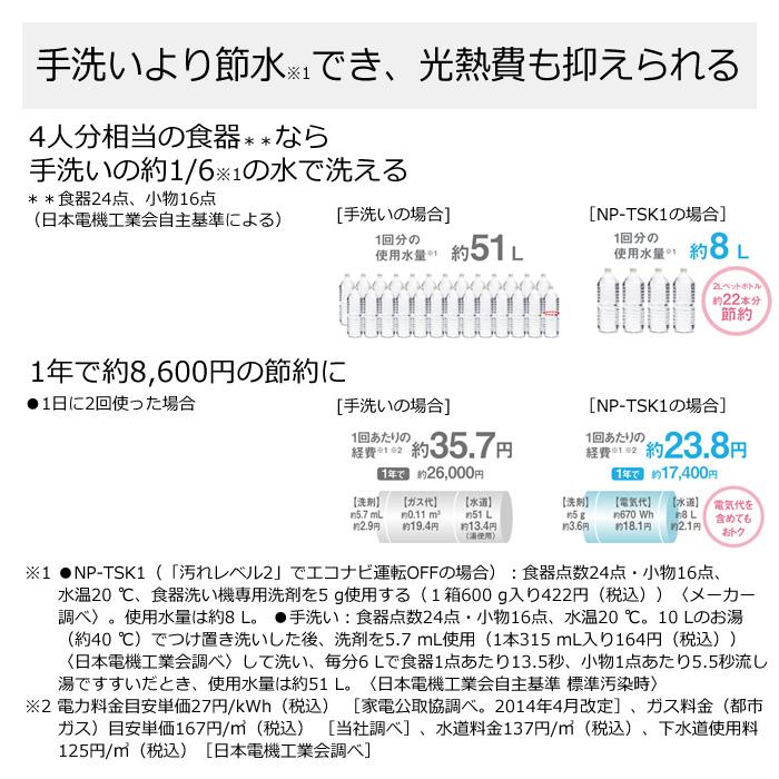 パナソニック 食器洗い乾燥機 スリム食洗機 NP-TSK1-W ホワイト【160サイズ】｜emon-shop｜08