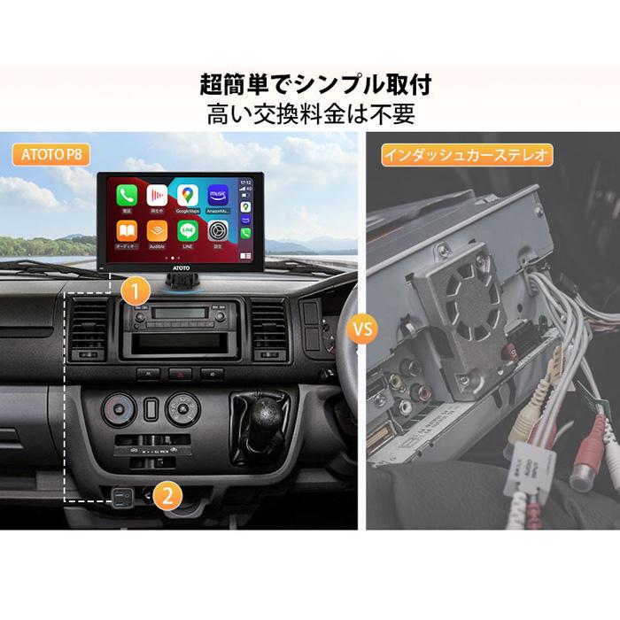 ATOTO 7インチ カーナビ ドライブレコーダー 前後2カメラ P807PR 