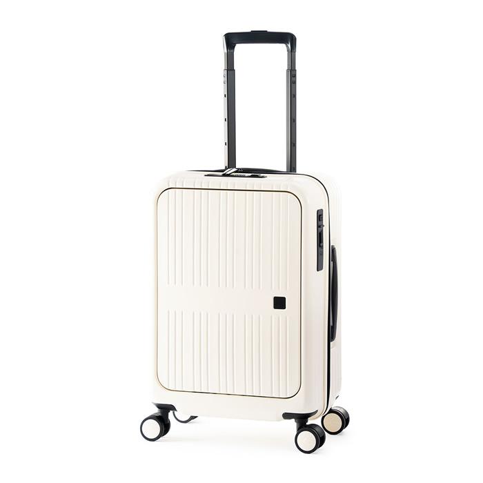 A.L.I ハードキャリーケース Pitaflat ピタフラット 3〜4泊 37L PIF-8810-18-VN バニラホワイト アジア・ラゲージ スーツケース 機内持ち込み可能サイズ フロントオープンタイプ 前輪ストッパー 14インチPC収納 アジア・ラゲージ A.L.I ハードキャリーケース Pitaflat ピタフラット