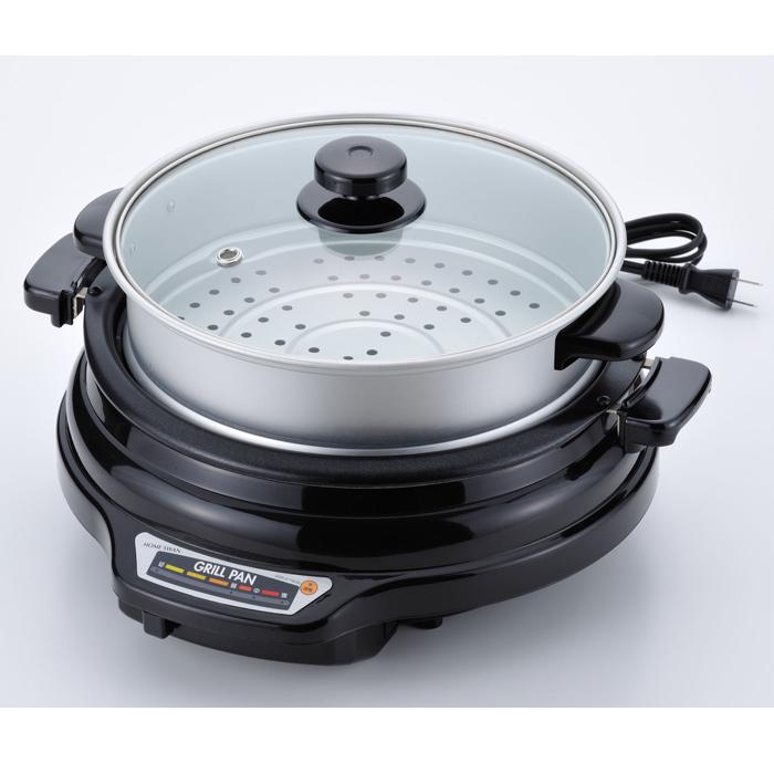  SWAN グリルパン 27cm SGR-27TM(B) HOME SWAN 電気 グリル鍋 深型 蒸し鍋付き 電気グリルパン27cm SGR