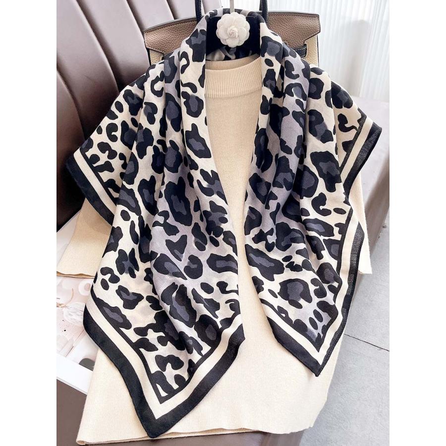 送料無料 男女兼用 大判正方形 ウールタッチ リバーシブル アニマル