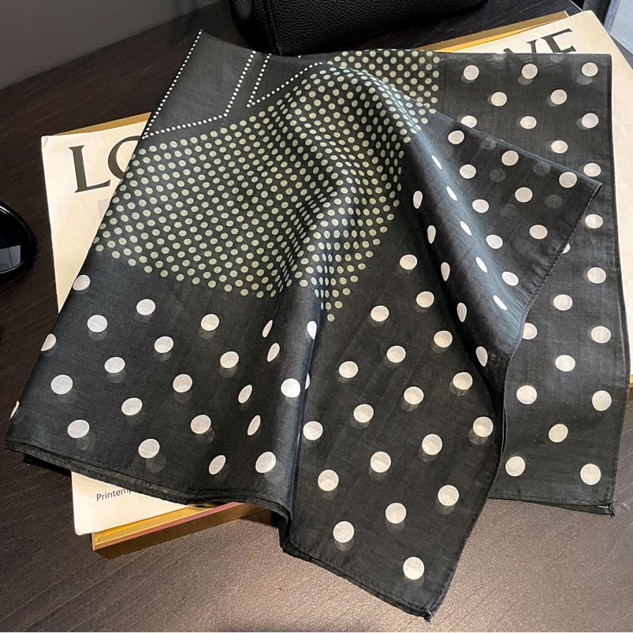 送料無料 男女兼用 大判正方形 シルクコットン混 ドット 水玉柄 スカーフ 　05550 | 