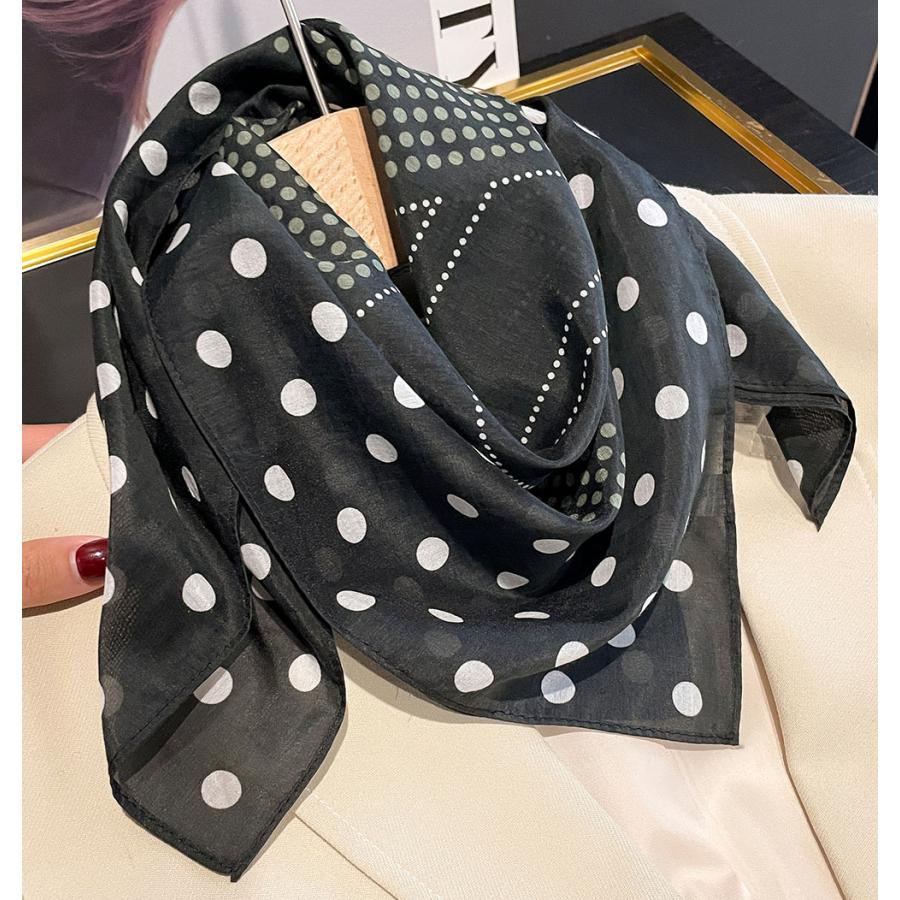 送料無料 男女兼用 大判正方形 シルクコットン混 ドット 水玉柄 スカーフ 　05550 |  | 02