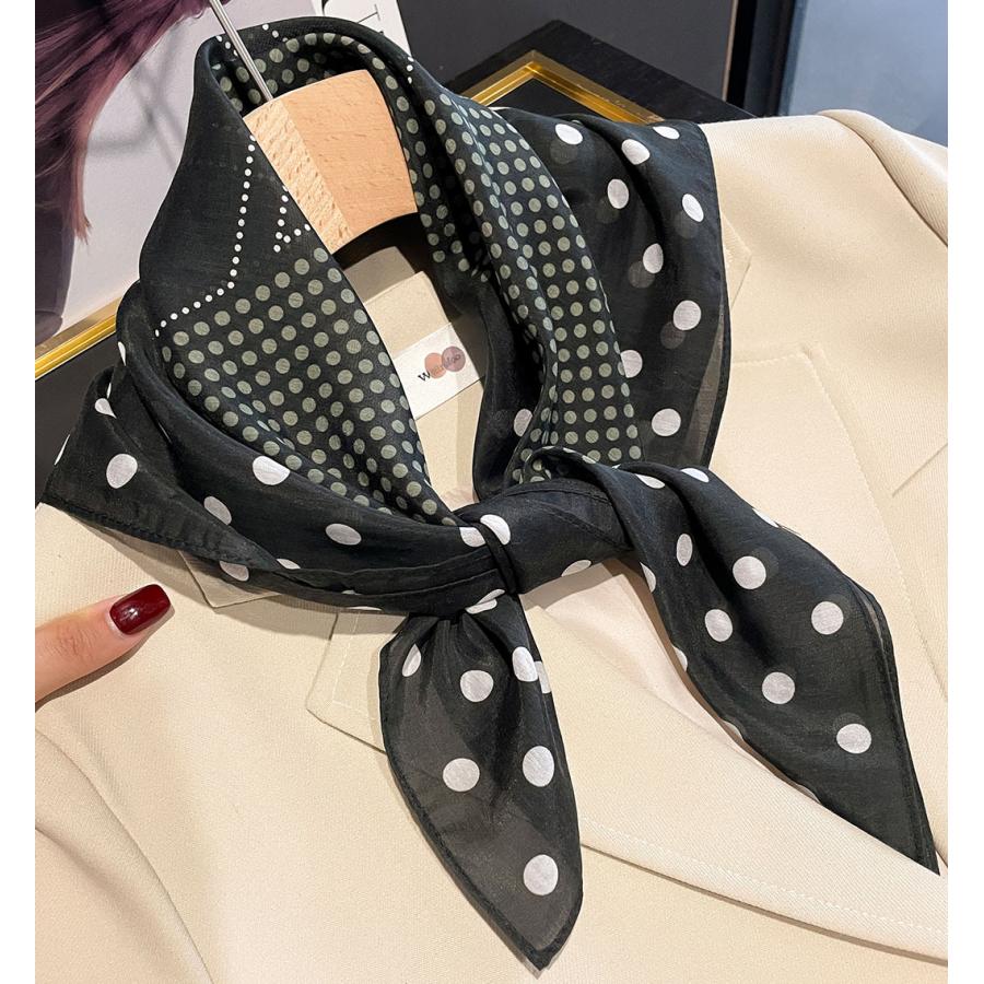 送料無料 男女兼用 大判正方形 シルクコットン混 ドット 水玉柄 スカーフ 　05550 |  | 03