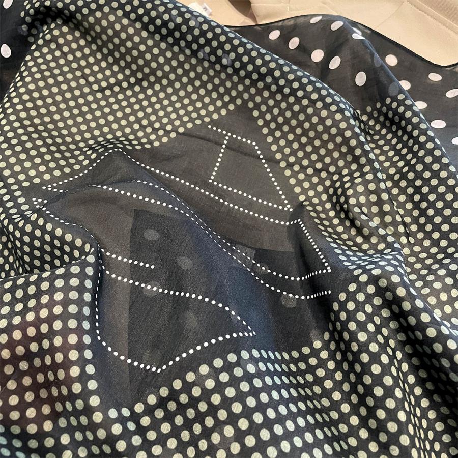 送料無料 男女兼用 大判正方形 シルクコットン混 ドット 水玉柄 スカーフ 　05550 |  | 04