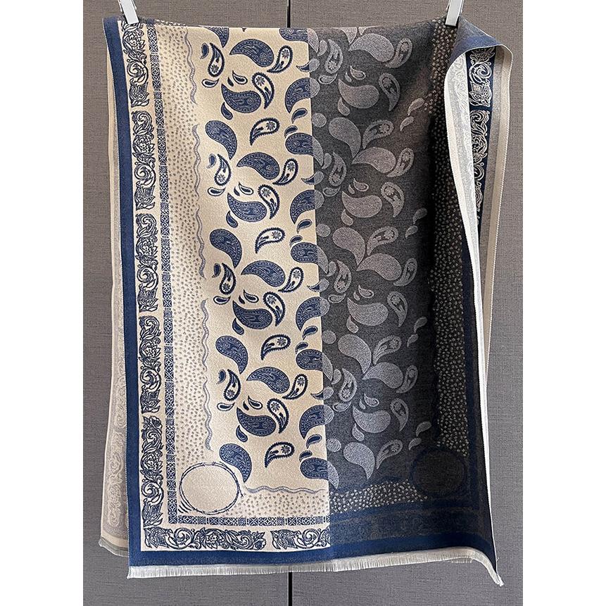 送料無料【セール】 やや厚手 リバーシブル大判 ペーズリーフラワー柄入りストール マフラー　　2121b |  | 03