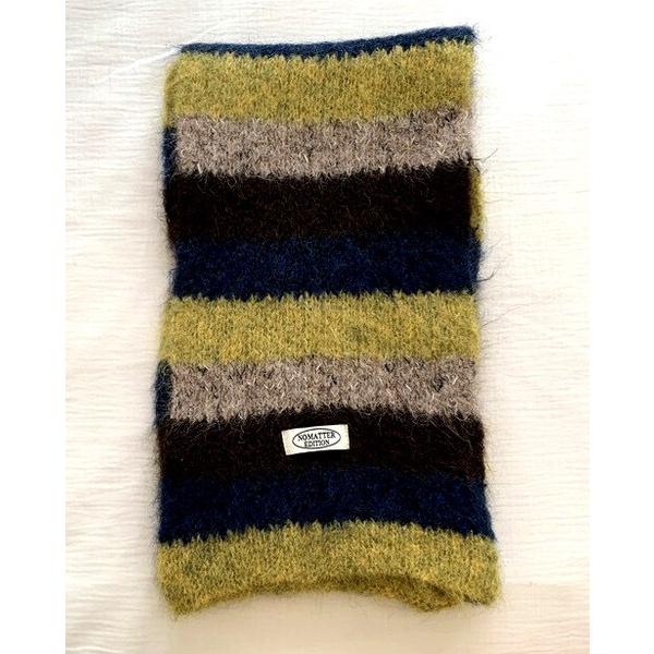 送料無料 秋冬 防寒 男女兼用 厚手 モヘア ニット ボーダー柄 ロングマフラー   2415 | 