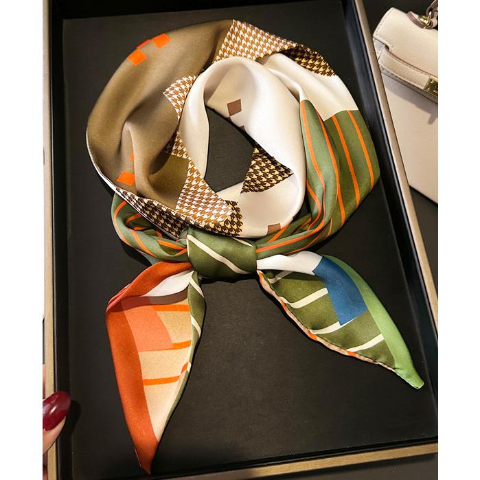 送料無料 男女兼用 幾何学柄 リバシーブルロングシンプルスカーフ/ヘアリボン　7103 | 