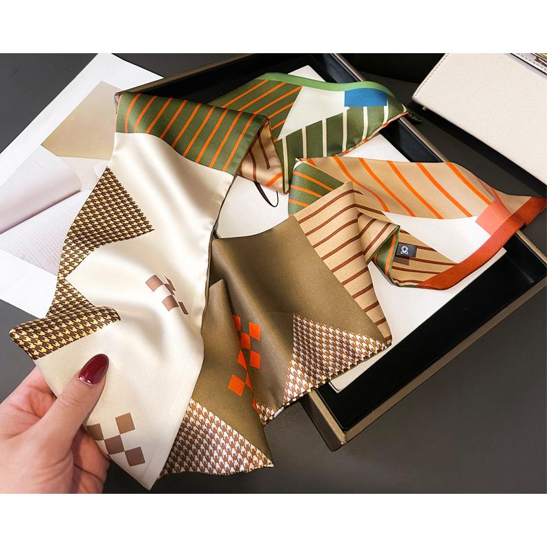 送料無料 男女兼用 幾何学柄 リバシーブルロングシンプルスカーフ/ヘアリボン　7103 |  | 01