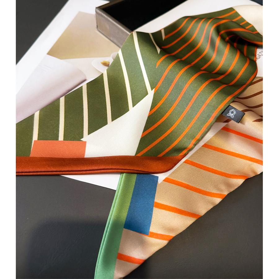 送料無料 男女兼用 幾何学柄 リバシーブルロングシンプルスカーフ/ヘアリボン　7103 |  | 02