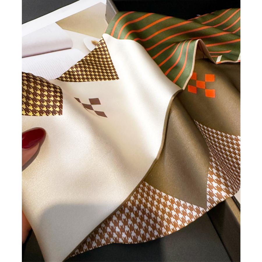 送料無料 男女兼用 幾何学柄 リバシーブルロングシンプルスカーフ/ヘアリボン　7103 |  | 03