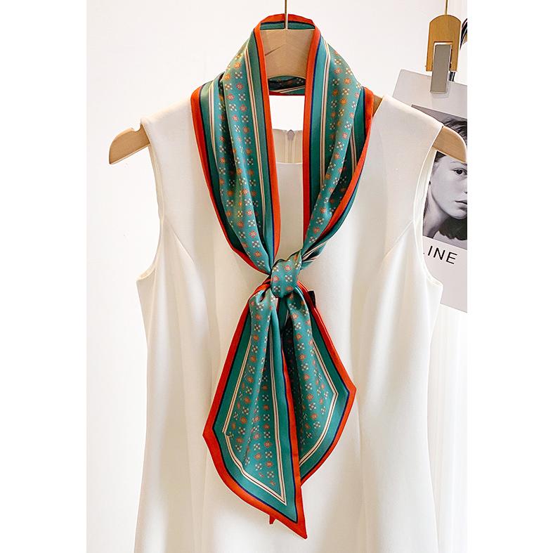 送料無料 男女兼用 クラシカル小花柄 リバシーブル ロングシンプルスカーフ/ヘアリボン　7115 | 