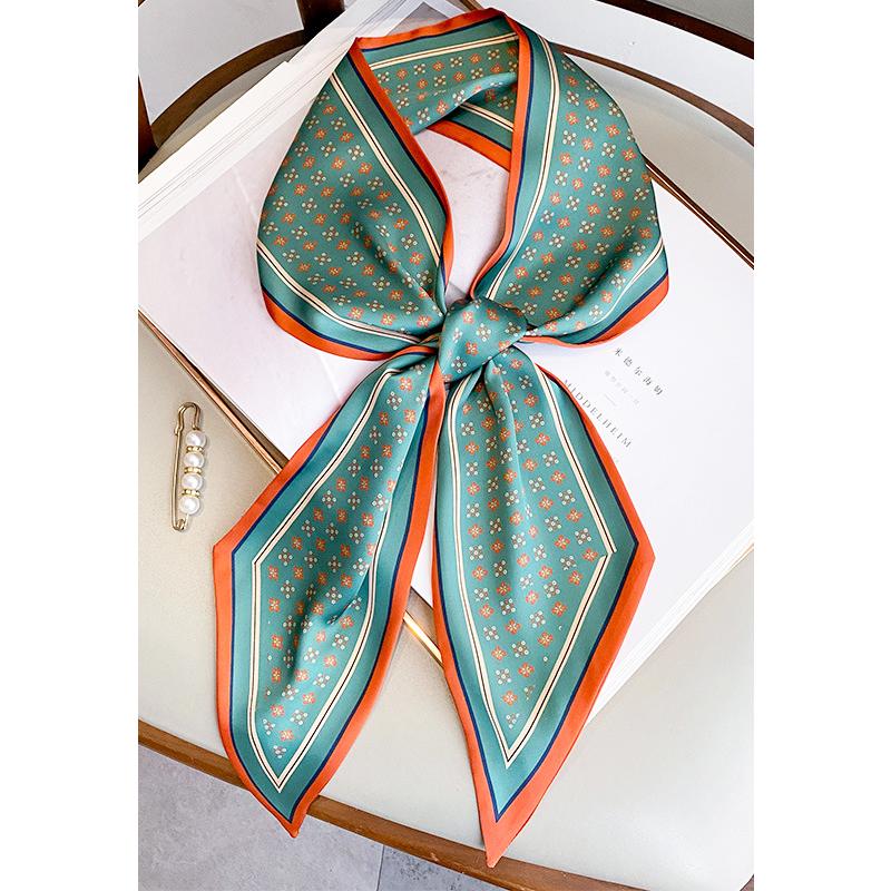 送料無料 男女兼用 クラシカル小花柄 リバシーブル ロングシンプルスカーフ/ヘアリボン　7115 |  | 01