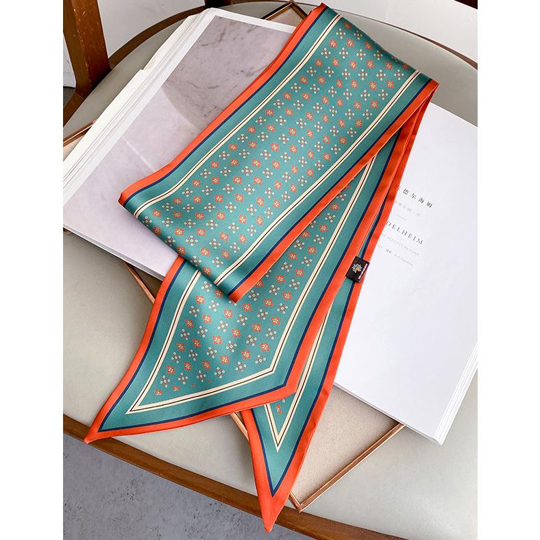 送料無料 男女兼用 クラシカル小花柄 リバシーブル ロングシンプルスカーフ/ヘアリボン　7115 |  | 02