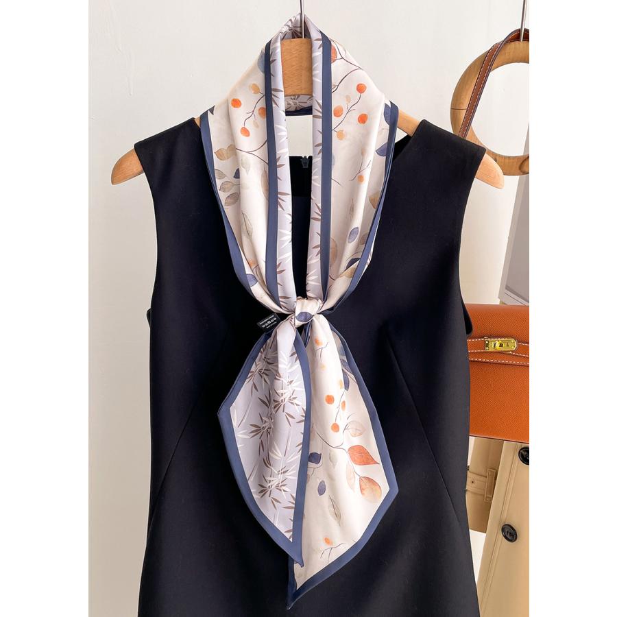 送料無料 男女兼用 ヴィンテージ風 植物柄 リバシーブル ロングシンプルスカーフ/ヘアリボン　7117 | 