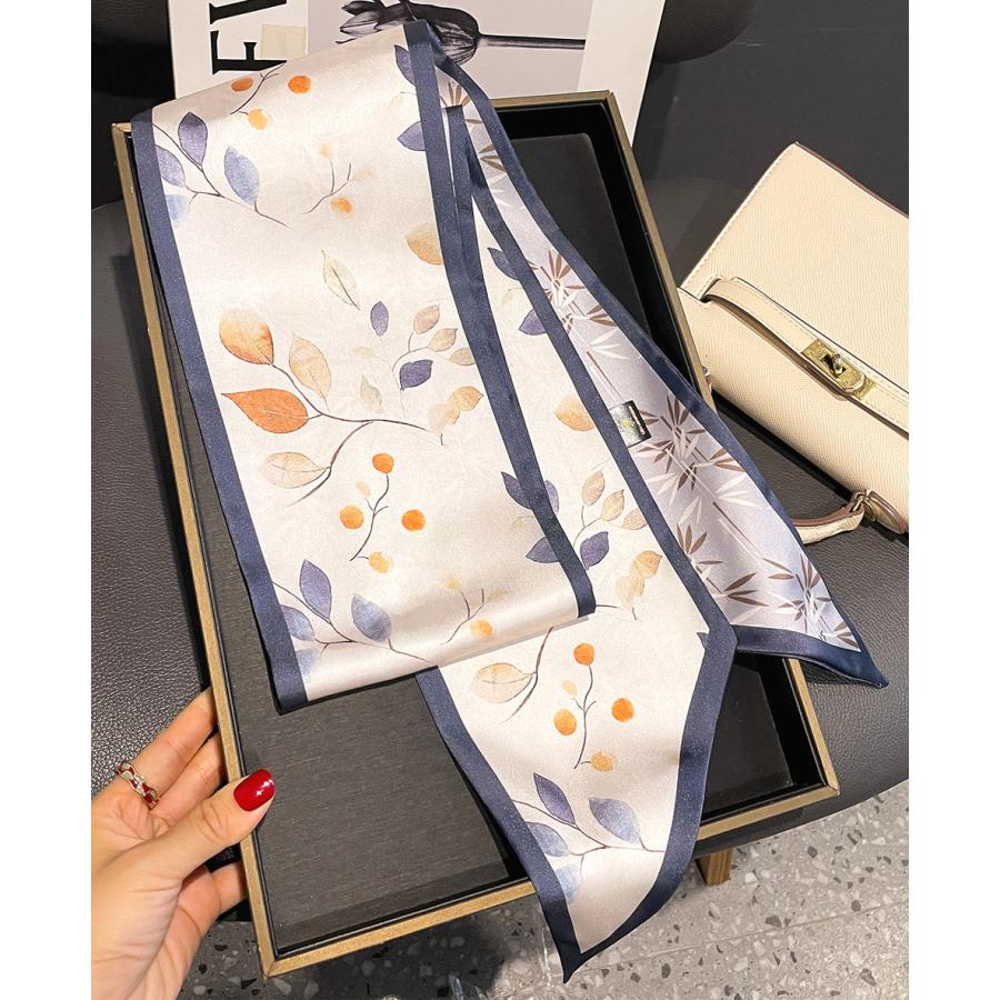 送料無料 男女兼用 ヴィンテージ風 植物柄 リバシーブル ロングシンプルスカーフ/ヘアリボン　7117 |  | 03