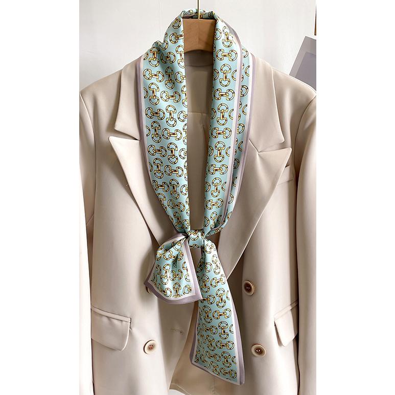 送料無料 男女兼用 リバシーブル クラシックなホースビット柄 ロングシンプルスカーフ/ヘアリボン　　7118 | 