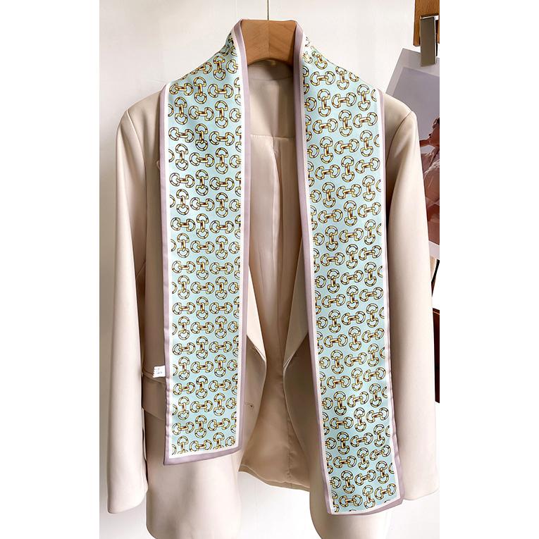 送料無料 男女兼用 リバシーブル クラシックなホースビット柄 ロングシンプルスカーフ/ヘアリボン　　7118 |  | 02